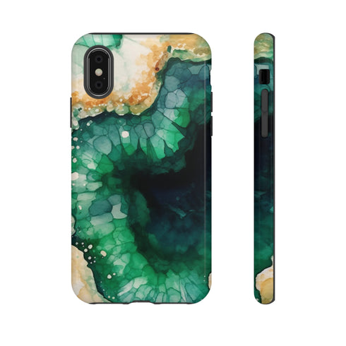 Green Geode in Watercolor - Impact Resistant Phone Case iPhone X Glossy